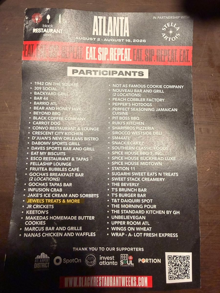 Eat Sip Repeat participant list including Jewel's Treats & More